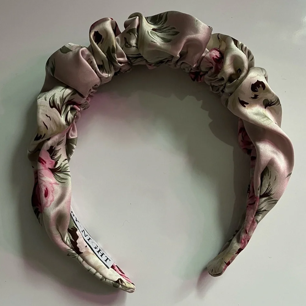 Fly By Night • Satin Floral Pink Cream Headband